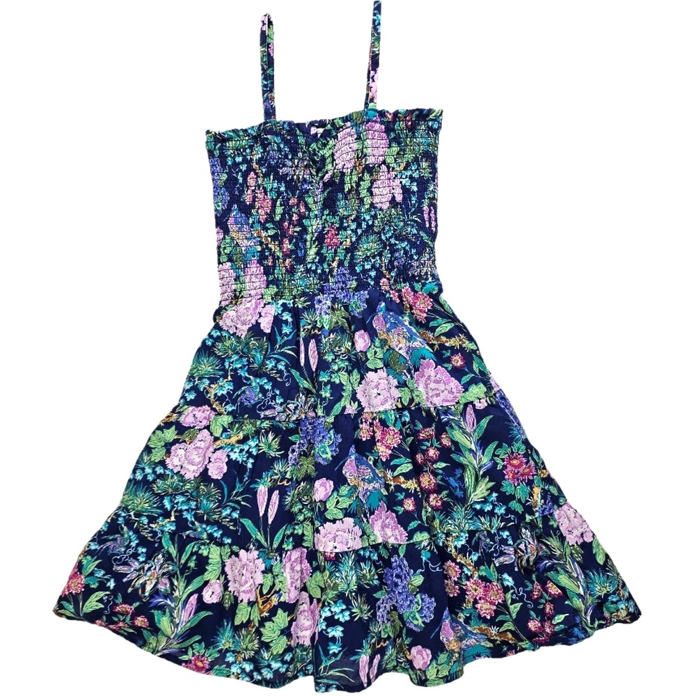 Janie And Jack Girls Sz 12 Dress Navy Blue Floral Flower Sleeveless